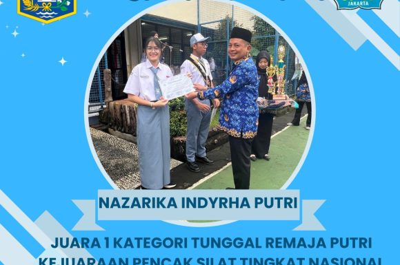 Juara 1 Kategori Tunggal Remaja Putri Kejuaraan Pencak Silat Tingkat Nasional Walikota Cup 4 Jakarta Selatan Tahun 2025