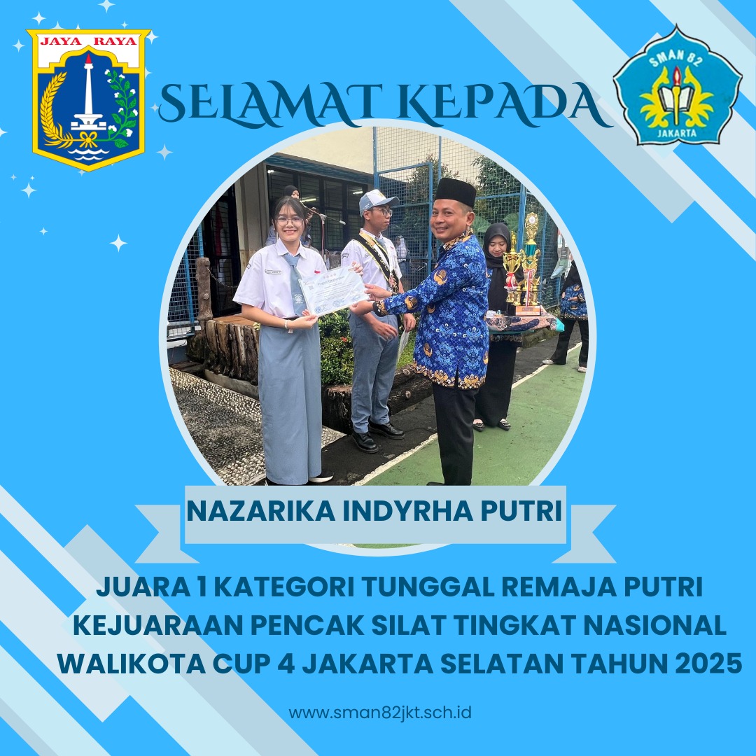 Juara 1 Kategori Tunggal Remaja Putri Kejuaraan Pencak Silat Tingkat Nasional Walikota Cup 4 Jakarta Selatan Tahun 2025